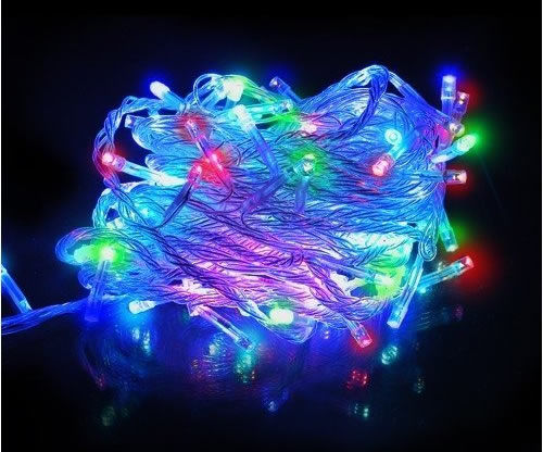 Гирлянда светодиодная цветная 100 LED, прозрачный провод 3
