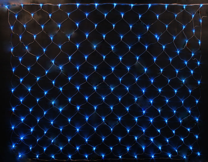 Гирлянда светодиодная Сетка 1,5х1,5 м 160 LED голубая (синяя)