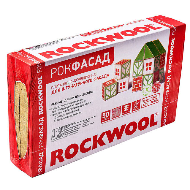 Утеплитель Rockwool Рокфасад (1000x600x50) 0,12м3/2,4м2/24пач.под