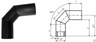 Отвод 90° сварной (3-х секц.) ПЭ-100 SDR 26 от 110 мм до 710 мм 