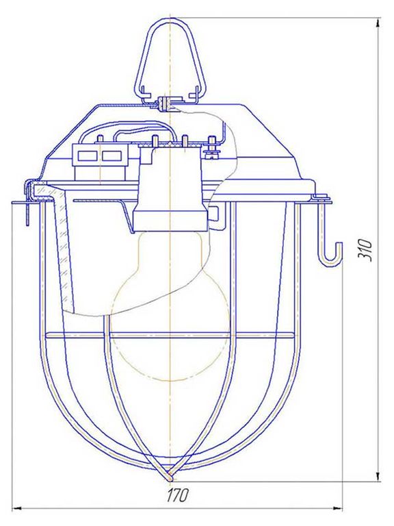 Светильник промышленный подвесной НСП 41 -200-004 2 стекло сетка на трубу 3