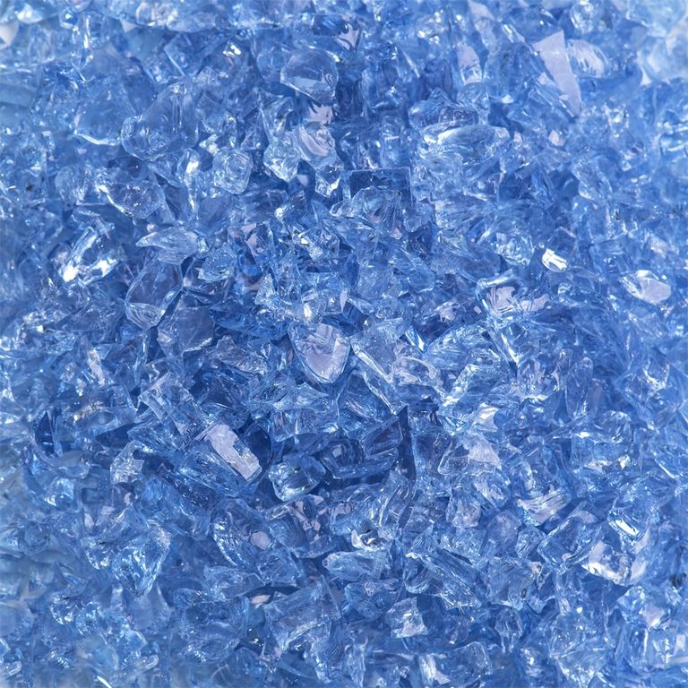 Стеклянная крошка голубая, 100г. Размер частиц: 1-4 мм