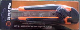 Нож с выдвижным лезвием 18 мм, двухкомпонентный корпус, металлическая напра
