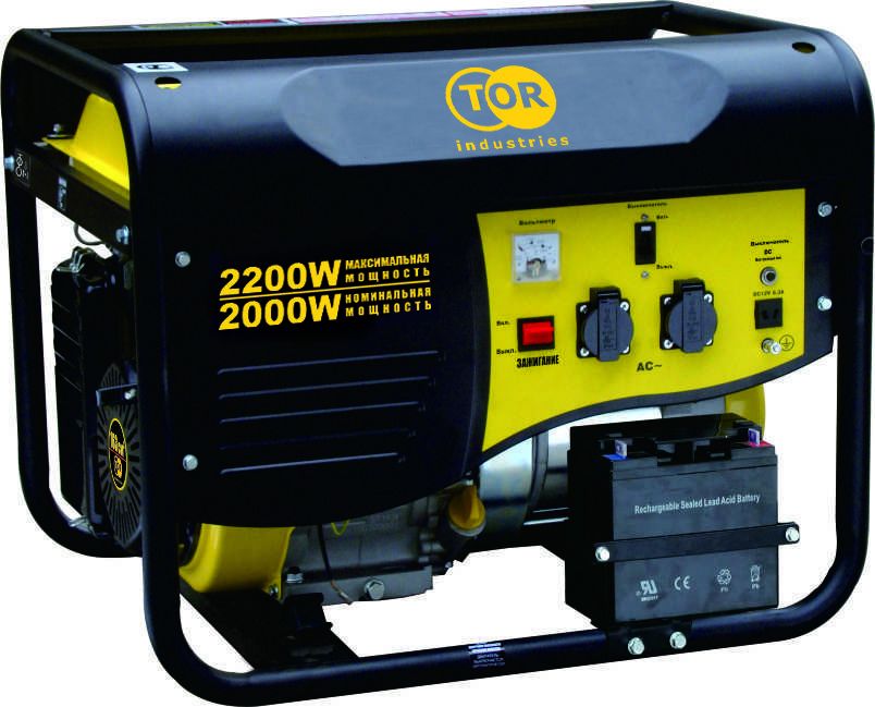 Генератор бензиновый TOR TR2500E 2,0 кВт 220В 15л с кнопкой запуска