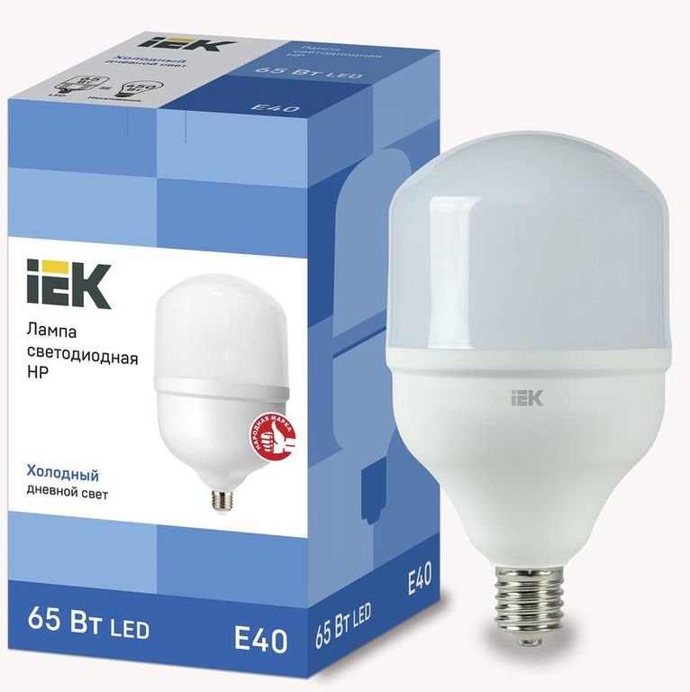 Лампа светодиодная HP 65 Вт 230В 6500К E40 IEK LLE-HP-65-230-65-E40