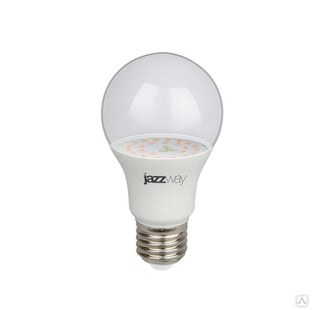 Лампа светодиодная PPG A60 Agro 9Вт A60 грушевидная прозрачная E27 IP20 для растений clear JazzWay 5008946 