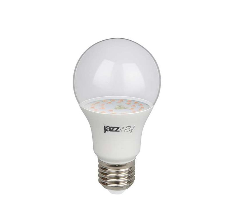 Лампа светодиодная PPG A60 Agro 9 Вт A60 грушевидная прозрачная E27 IP20 для растений красн./син. спектр clear JazzWay