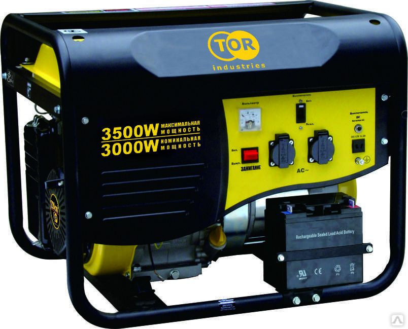 Генератор бензиновый TOR TR3500E 3 кВт, 220 В, 15 л, с кнопкой запуска