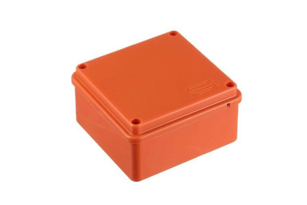 Огнестойкая коробка Экопласт JBS100 E110, о/п 100х100х55, с гладким стенками, IP56, 6P, оранжевый 42017HF