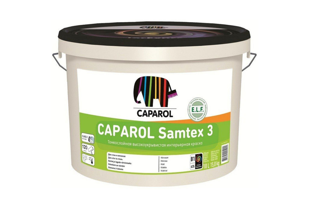Краска ВД Caparol Samtex 3 ELF База 1, для вн. работ 10 л