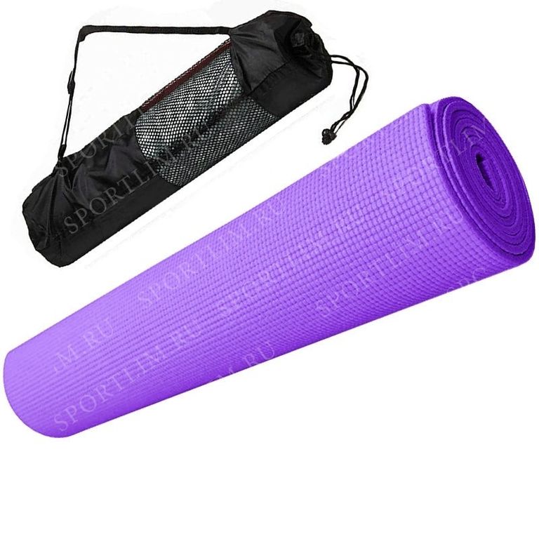 Коврик для йоги ПВХ 173х61х0,4 см (фиолетовый) с чехлом E29254 ST