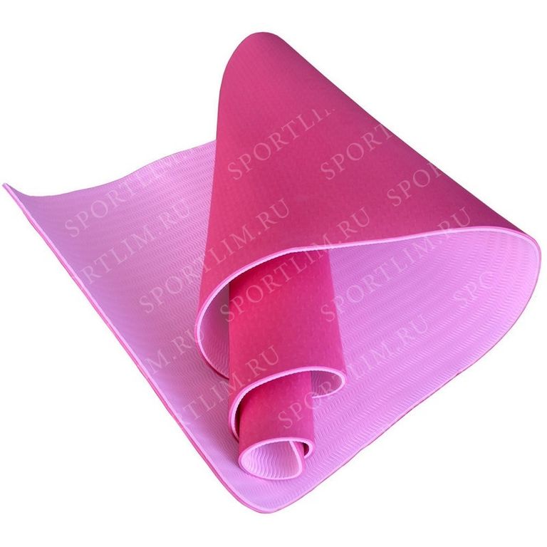 Коврик для йоги 2-х слойный ТПЕ 183х61х0,6 см (розовый) E29403 ST