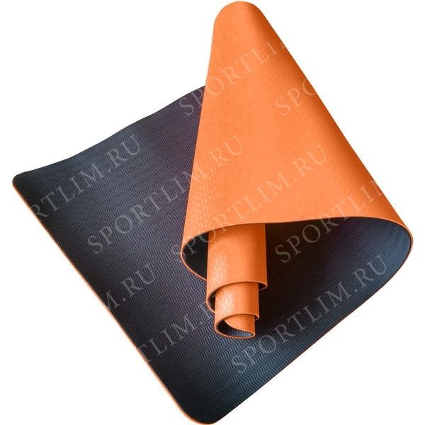 Коврик для йоги ТПЕ 183х61х0,6 см (оранжевый/черный) (B34417) TPE6-B ST