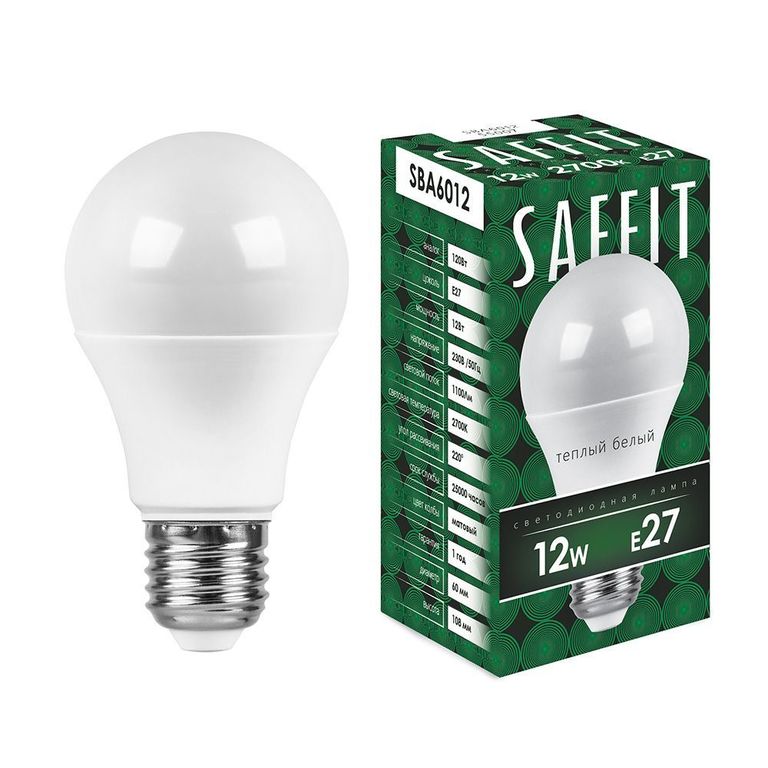 Лампа светодиодная SAFFIT SBA6012 55009 E27 12W 6400K