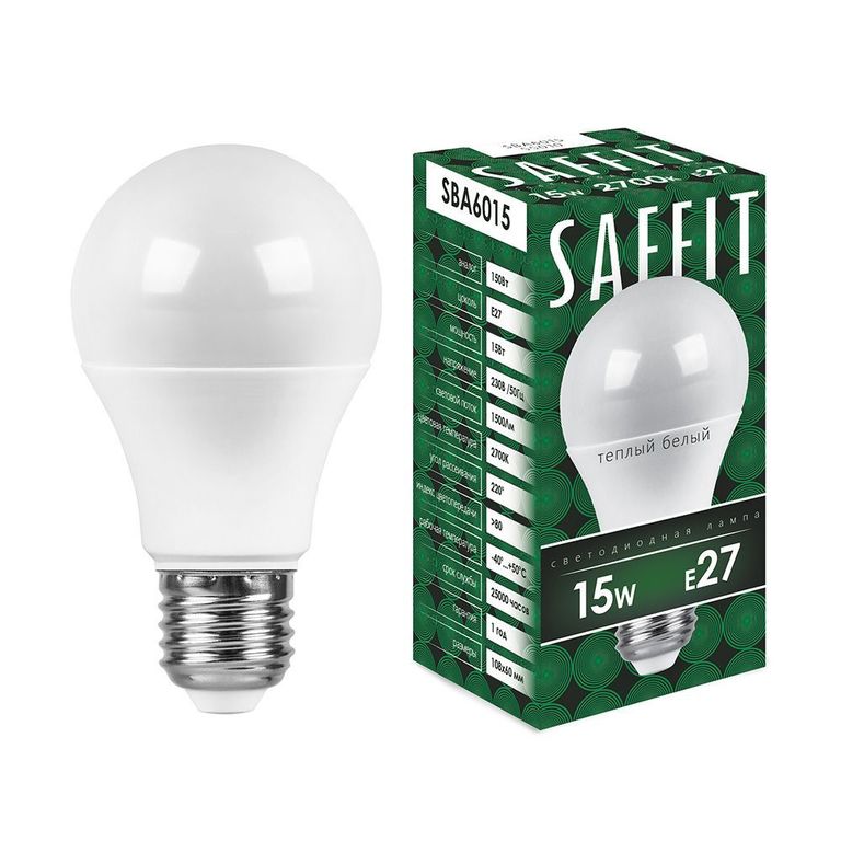 Лампа светодиодная SAFFIT SBA6015 55012 E27 15W 6400K