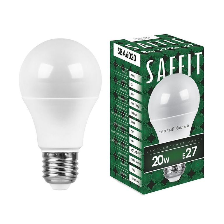 Лампа светодиодная SAFFIT SBA6020 55015 E27 20W 6400K
