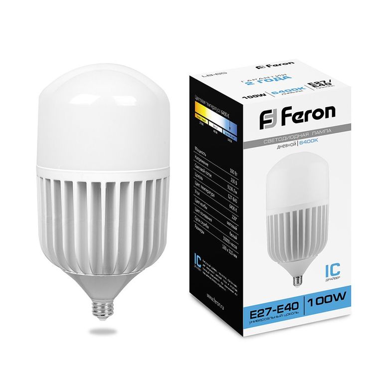 Лампа светодиодная Feron LB-65 25827 E27-E40 100W 6400K