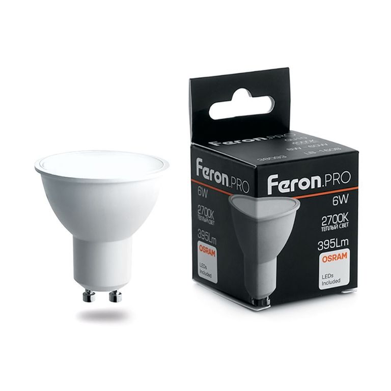Лампа светодиодная Feron.PRO LB-1606 38086 GU10 6W 2700K OSRAM LED