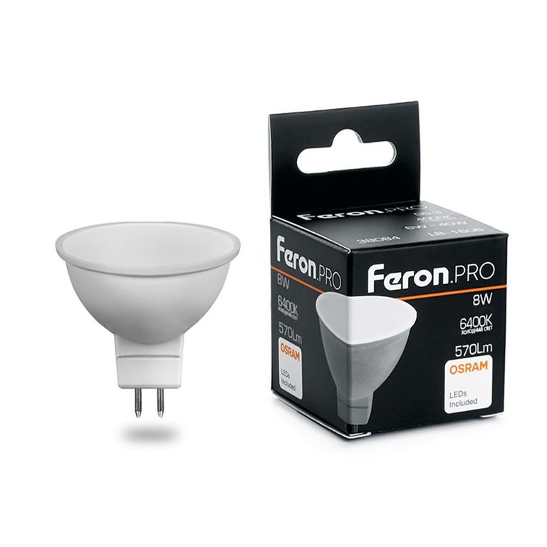 Лампа светодиодная Feron.PRO LB-1608 38091 MR16 G5.3 8W 6400K OSRAM LED