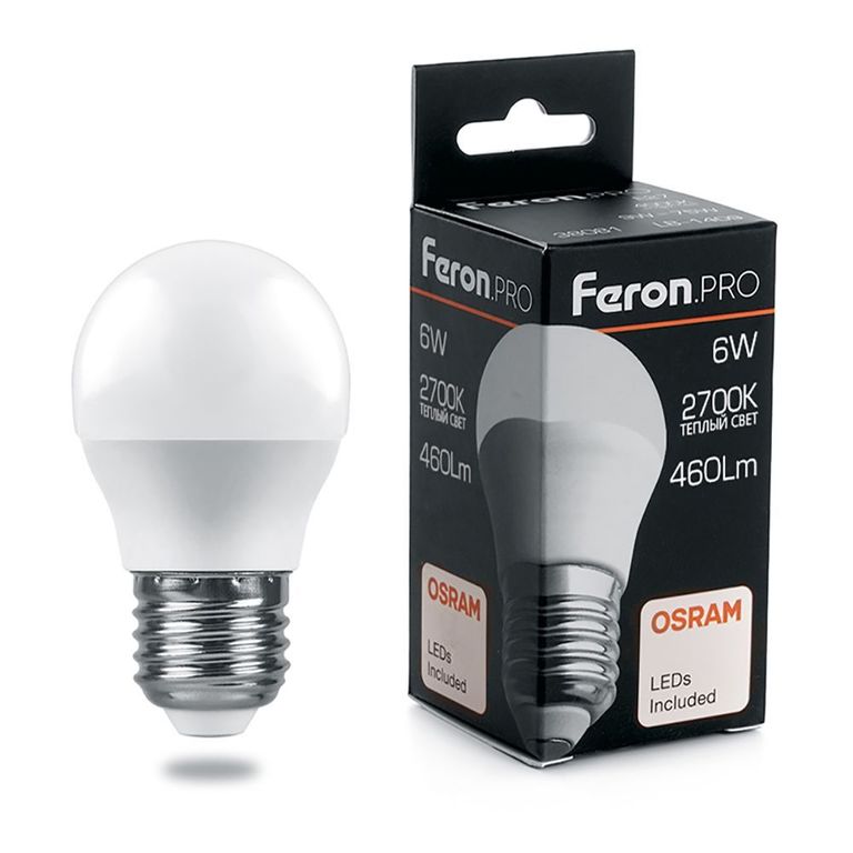Лампа светодиодная Feron.PRO LB-1406 38068 Шарик E27 6W 2700K OSRAM LED