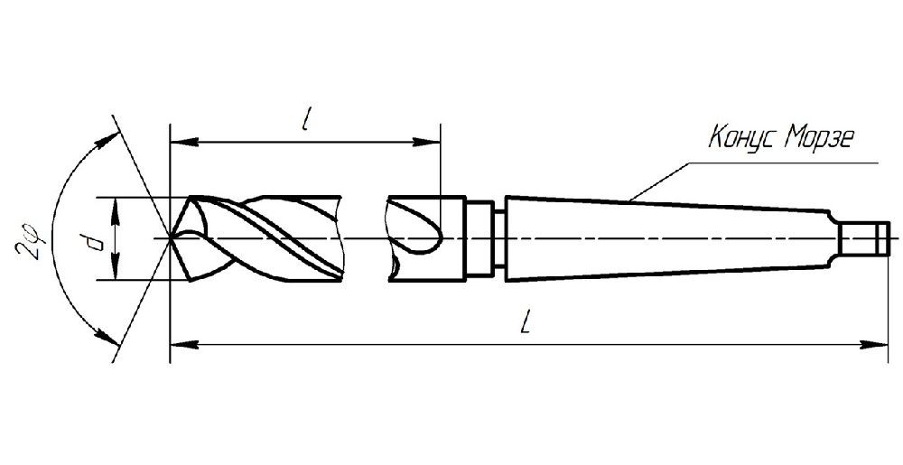 Сверло ф74,5 ф75 ф75,5 ф76 ф76,5 ф77 ф77,5 ф78 длинной серии Р6М5 ГОСТ 12121-77 спиральное с коническим хвост.