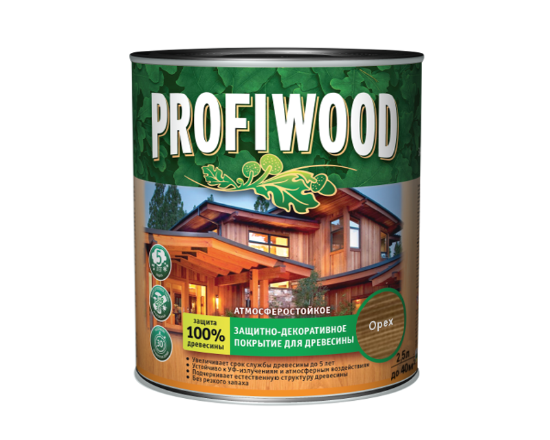 Защитно-декоративное покрытие для древесины PROFIWOOD Орех 2,5л