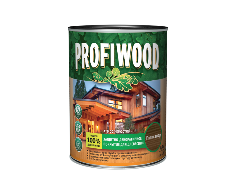 Защитно-декоративное покрытие для древесины PROFIWOOD Палисандр 0,75л