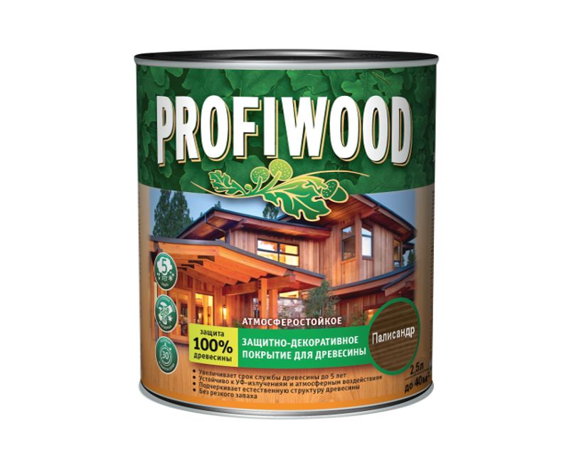 Защитно-декоративное покрытие для древесины PROFIWOOD Палисандр 2,5л