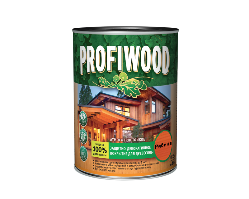 Защитно-декоративное покрытие для древесины PROFIWOOD Рябина 0,75л