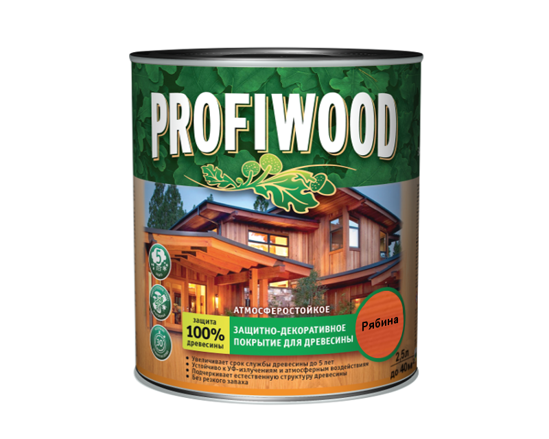 Защитно-декоративное покрытие для древесины PROFIWOOD Рябина 2,5л
