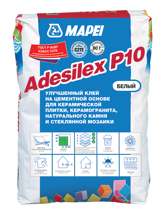 Клей Adesilex P10 Адесилекс П10 Mapei Мапей белый 25 кг