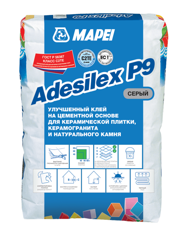 Клей высокоэластичный Adesilex P9 Адесилекс П9 для плитки Мапей