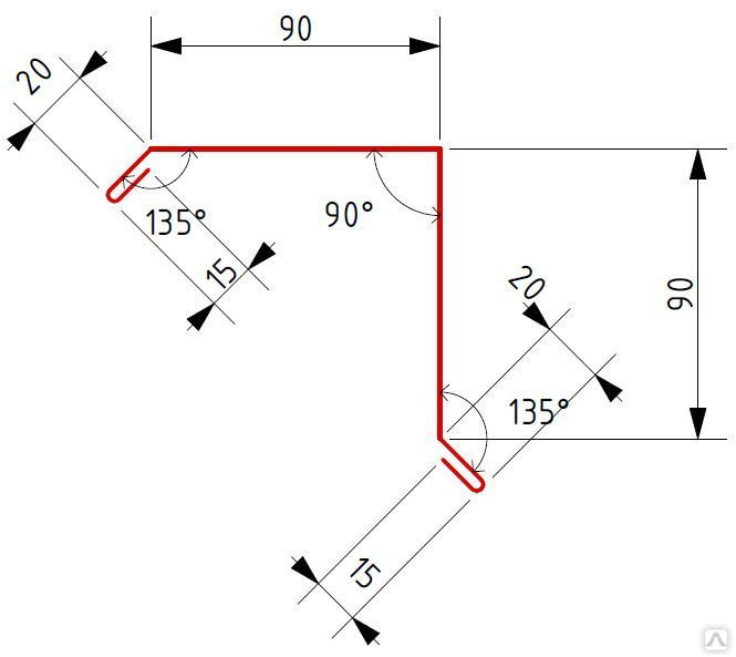 Торцевая планка для кровли чертеж