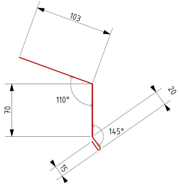 КАРНИЗНАЯ ПЛАНКА ДЛЯ МЕТАЛЛОЧЕРЕПИЦЫ 103Х70Х20-2000ММPURAL (MATT) BT ...