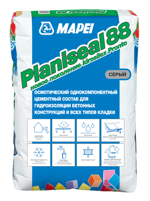 Гидроизоляция Мапей 25 кг Планисил, PLANISEAL 88 Former Idrosilex Pronto