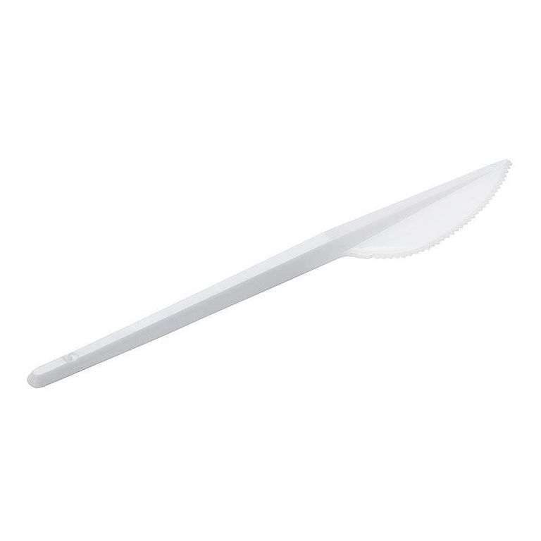 Нож столовый 150мм пластик белый — 100шт