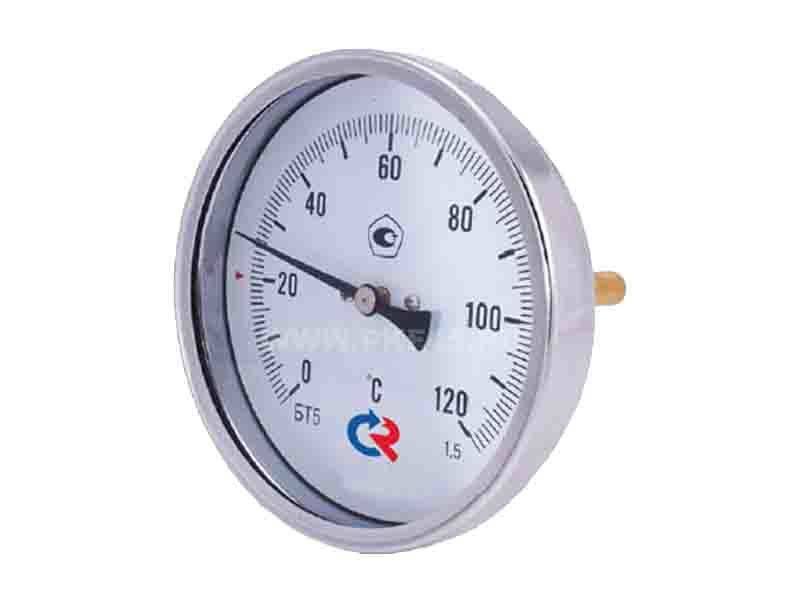Термометр биметаллический БТ-51 (0-120º) с гильзой, 100мм, G1/2, кл. 1,5