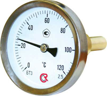 Термометр БТ-31 (корпус - хромированная сталь, диам. 63мм) шток осевой 46х6