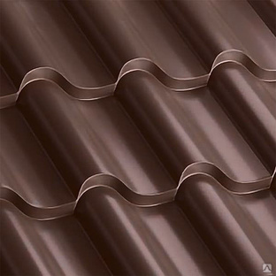 Металлочерепица Монтерроса, цвет шоколад (RAL 8017) 0.5 мм 