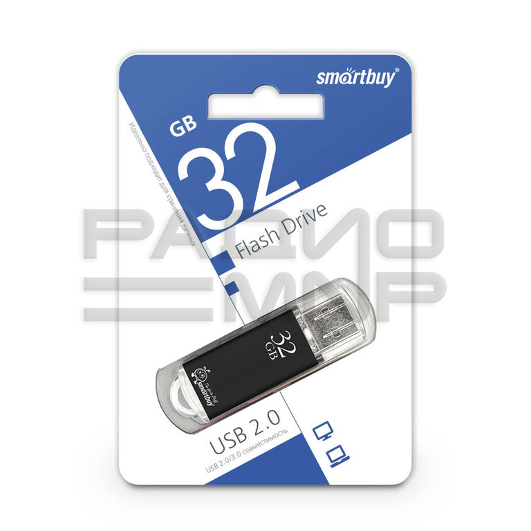 USB 2.0 Flash накопитель 32GB SmartBuy V-Cut, чёрный