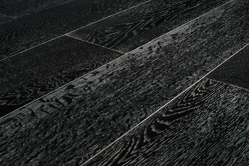 Доска массивная Дуб Черно-белый браш лак 300-1800х120х18 мм