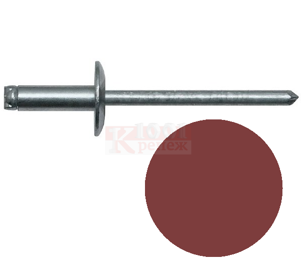 DIN 7337 RAL3011 Al/St Заклепка вытяжная со стандартным бортиком и стальным стержнем красно-коричневого цвета, 3.2x8 мм